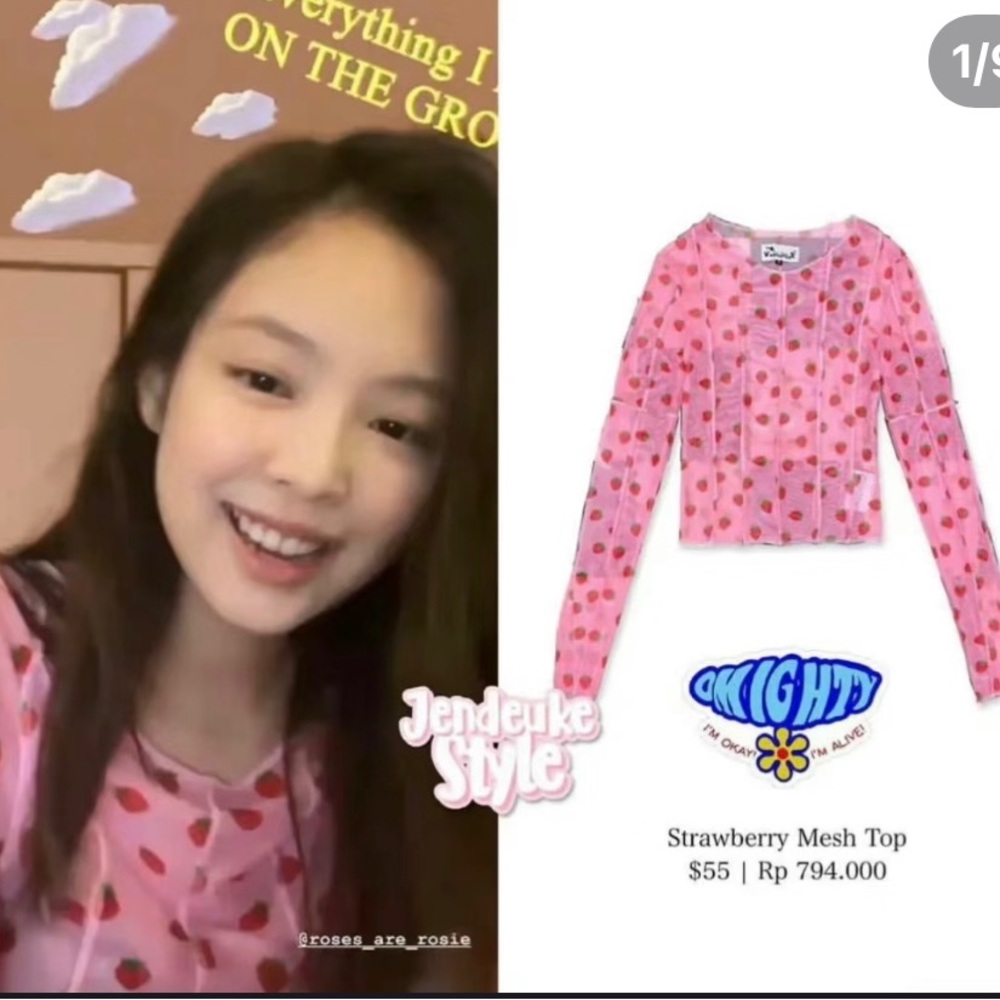 Omighty strawberry mesh top